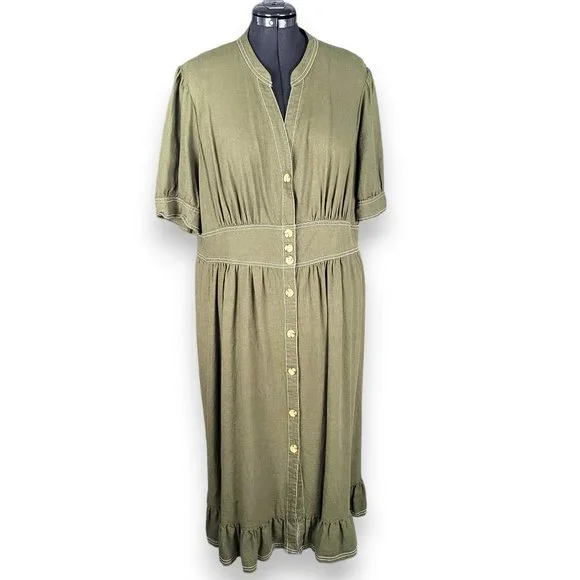 Who What Wear | Dresses | Who What Wear Linen Blend Button Front Dress 2xl  | Poshmark
